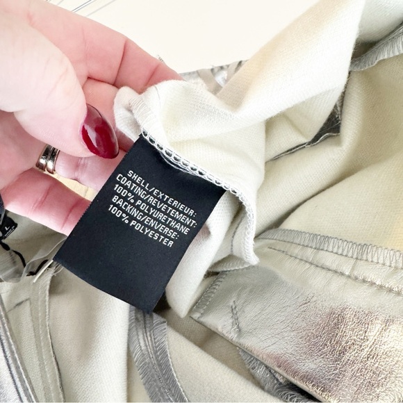 NWT 7 For All Mankind Silver Foil Vegan Leather Straight Leg Pants size L - Picture 10 of 10